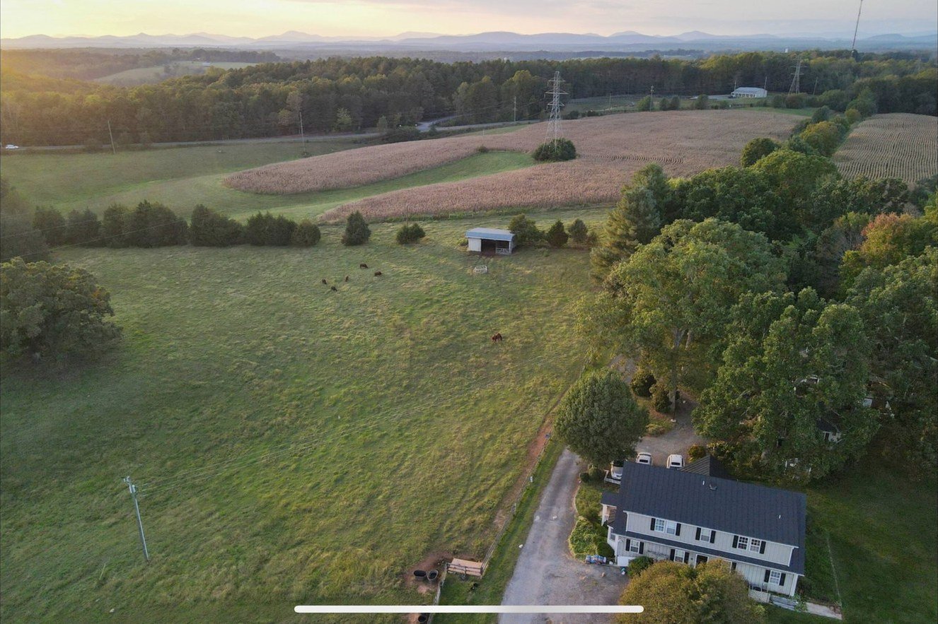 Belle Meade Farm aerial with Blue Ridge Mountains