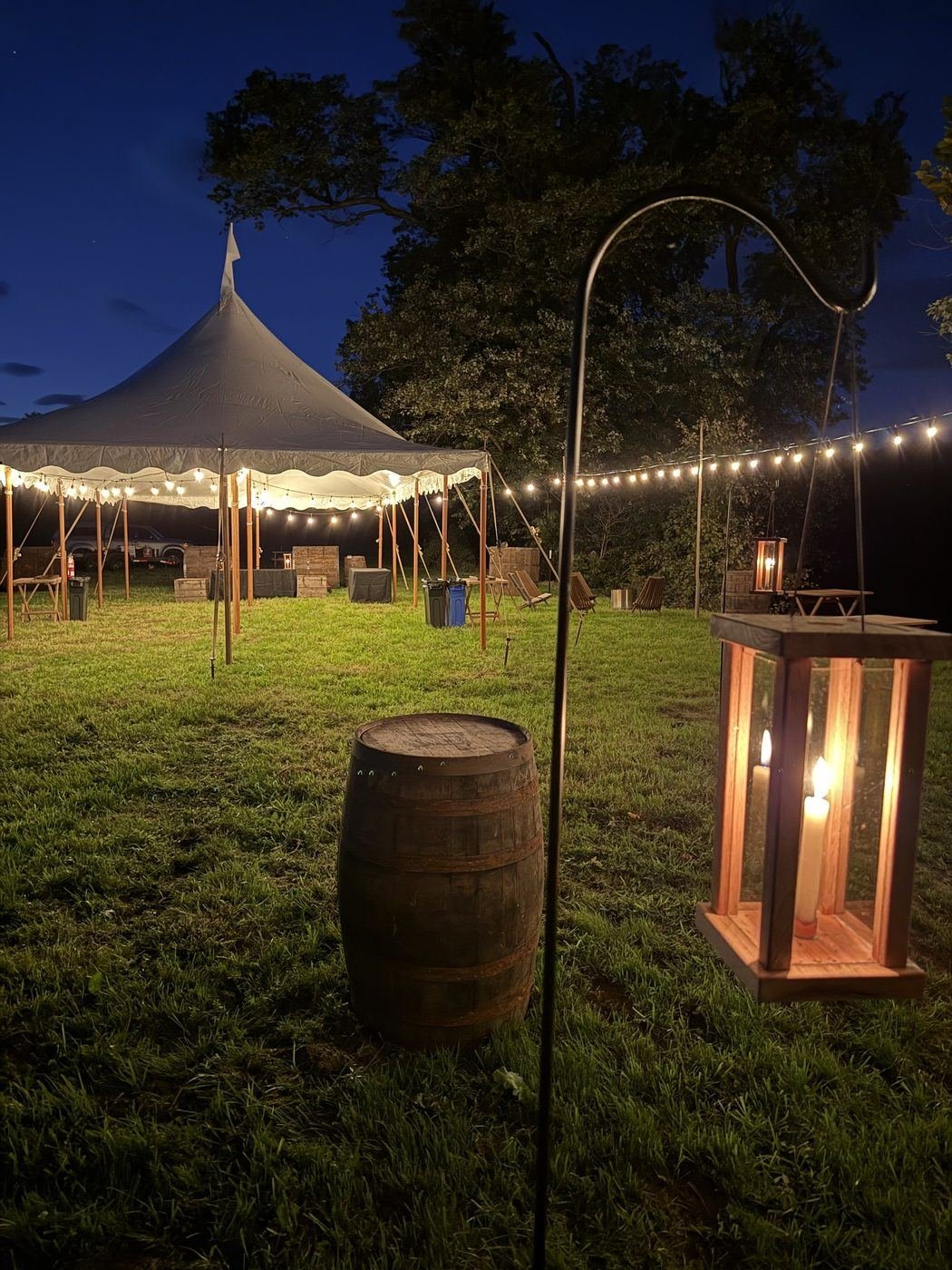 String lights over the river