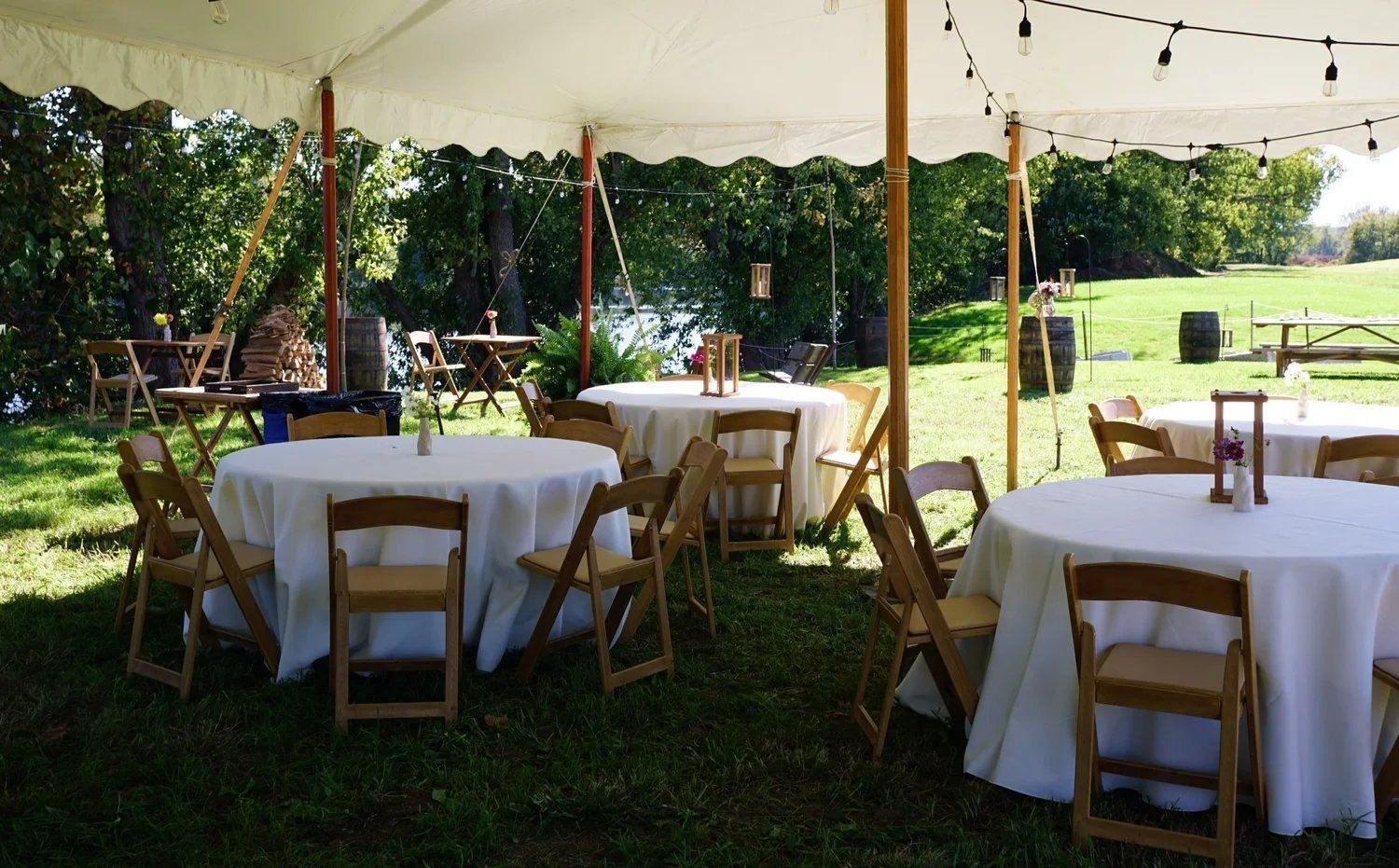 Reception tables set up in daylight