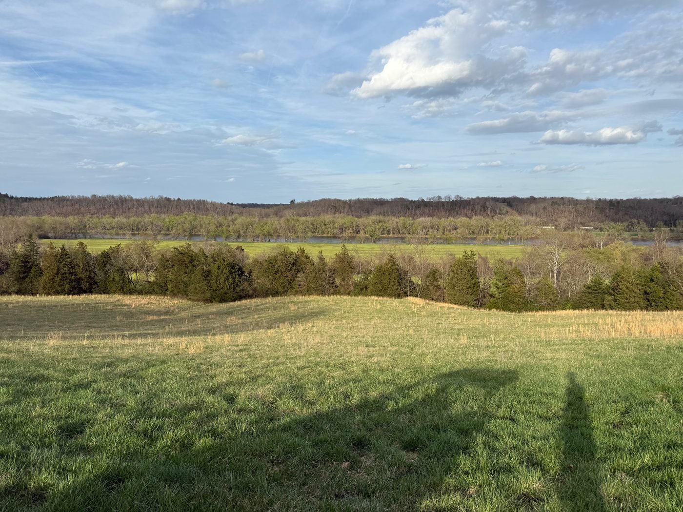 Spring pasture view with James River in the distance
