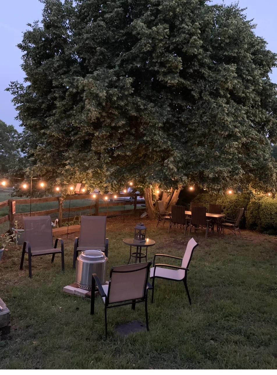 Solo Stove fire pit on Riverview backyard patio